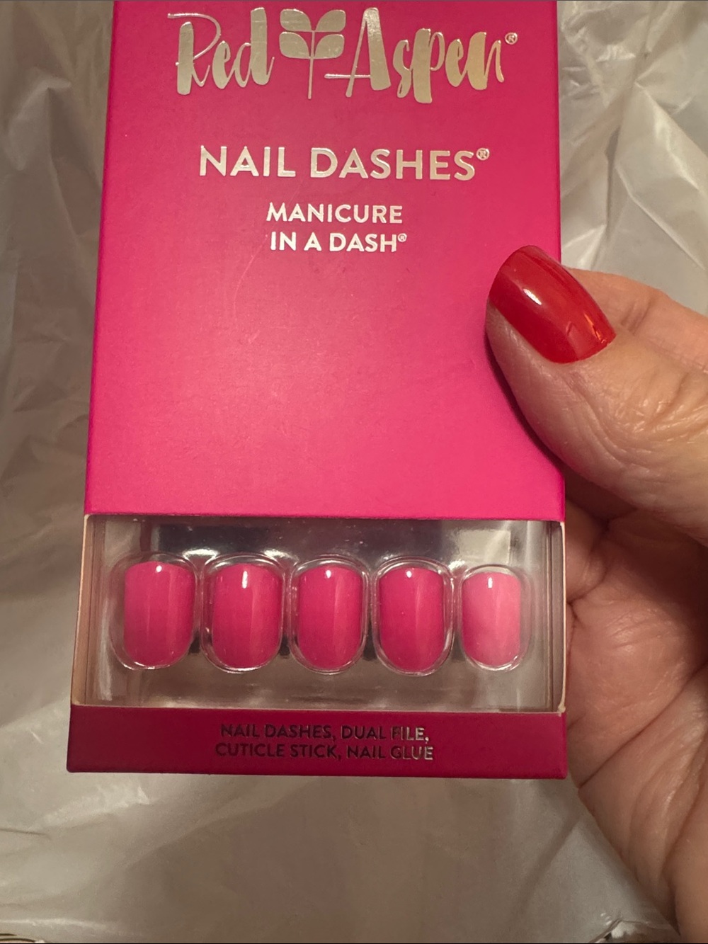 Red Aspen Pink Nail Dashes Press-On Nails - Pack of Salon-Ready Nails